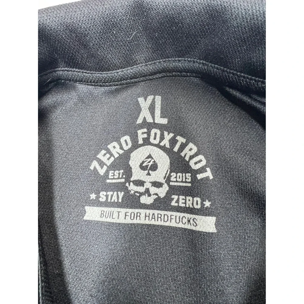 Zero Foxtrot Polo Shirt Men XL Black Skull Spade Logo Performance Tactical Short